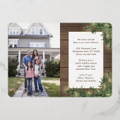 2フォトニューホーム素朴ウッド、松&ストリングライト 箔シーズンカード (裏面)