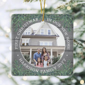 2フォトニューホーム1stクリスマスグレイフェイクウッド&パイン セラミックオーナメント