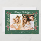 2フォトハッピーホリデーズホリーベリークリスマス シーズンカード (正面)