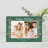 2フォトハッピーホリデーズホリーベリークリスマス シーズンカード (スタンド正面)