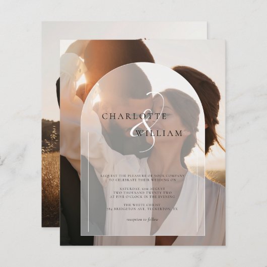 2フォトバジェットエレガモダンントウェディング招待状 (正面/裏面)