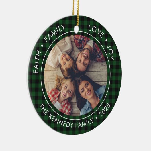 2フォトバッファロープレイドフェイスファミリーラブジョイ セラミックオーナメント (右)