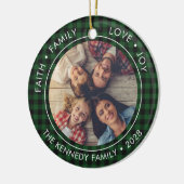 2フォトバッファロープレイドフェイスファミリーラブジョイ セラミックオーナメント (左)