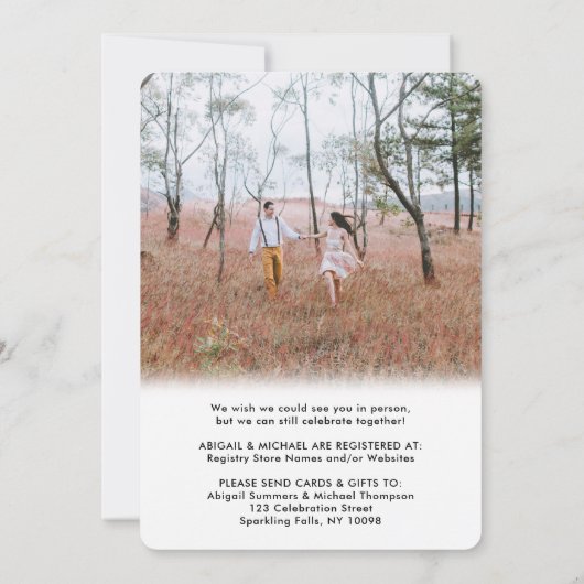 2フォトバーチャルカップルブライダルシャワーバイメール 招待状 (裏面)