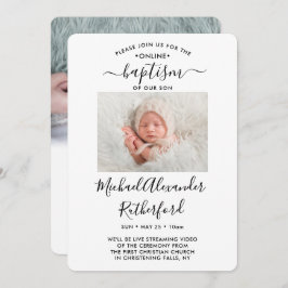2フォトバーチャルバプテスマ《キリスト教》洗礼式や命名式少年または少女 招待状