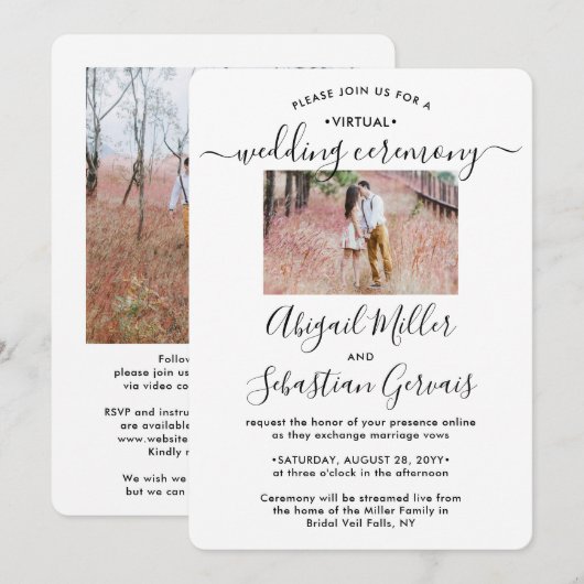 2フォトバーチャル結婚のライブストリーム長距離 招待状 (正面/裏面)