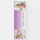 2フォトパープルドリッピンググリッター80誕生日 横断幕 (縦)