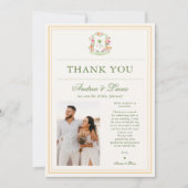 2フォトパームツリーモノグラム結婚のサンキューカード サンキューカード (正面)