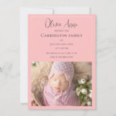 2フォトピンクローズ水玉模様ベビーガール誕生 案内状 (裏面)