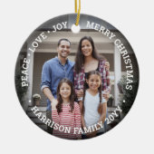 2フォトピースラブジョイメリークリスマスオーバーレイシンプル セラミックオーナメント (正面)