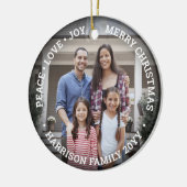 2フォトピースラブジョイメリークリスマスオーバーレイシンプル セラミックオーナメント (左)