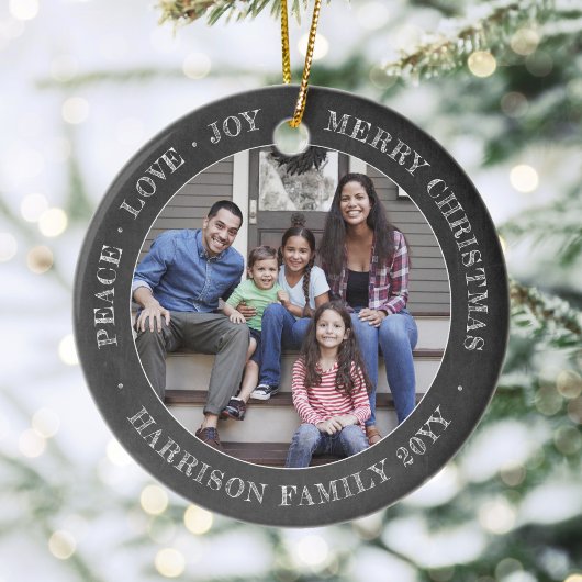 2フォトピースラブジョイメリークリスマスフェイクシャルボード セラミックオーナメント