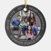 2フォトピースラブジョイメリークリスマスフェイクシャルボード セラミックオーナメント (正面)