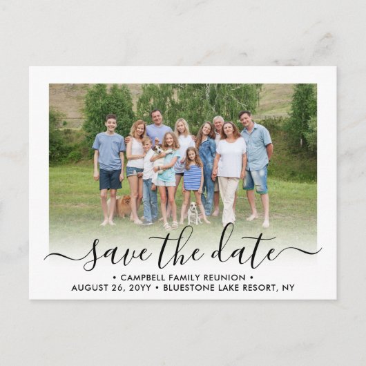 2フォトファミリ懇親会パーティースクリプト日付の保存 案内ポストカード (正面)