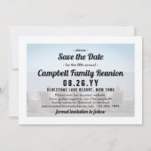 2フォトファミリ懇親会パーティーモダンスクリプエレガントト セーブザデート (裏面)