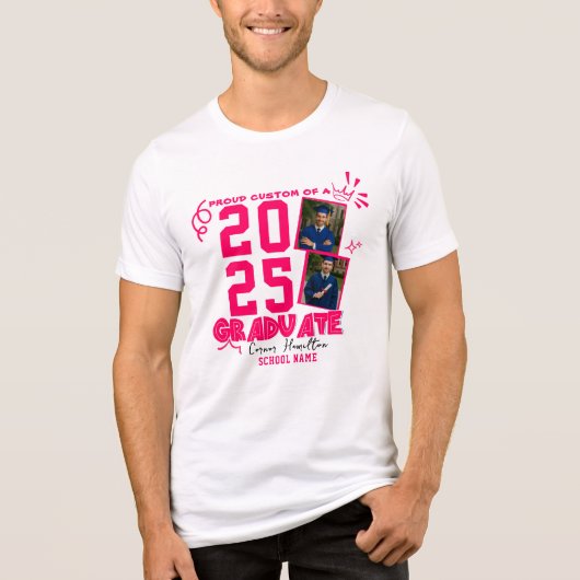 2フォトファミ誇りを持ったリのパーソナライズされた卒業 トライブレンドTシャツ (正面)