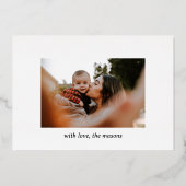 2フォトフォイル葉シンプルの家族のクリスマス 箔シーズンカード (裏面)