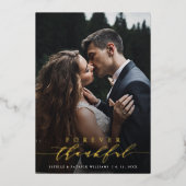 2フォトフォーエバー感謝金フォイルサンキューカード 箔招待状 (正面)