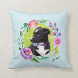 2フォトフローラリース|淡い青 クッション