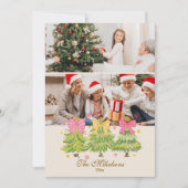 2フォトブライトリボンツリーズホリデーファミリー シーズンカード (正面)