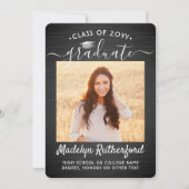 2フォトブラシ付き白黒スクリプトの卒業 案内状 (正面)