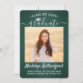 2フォトブラシ付き緑と白のスクリプトの卒業 案内状 (正面)