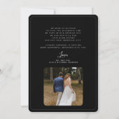 2フォトブラックとホワイトのエレガントな結婚式 サンキューカード (裏面)