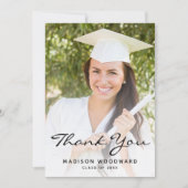 2フォトブラックスクリプトの卒業サンキューカード 招待状 (正面)