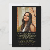 2フォトブラック金ゴールドベースカードの卒業 案内状 (裏面)