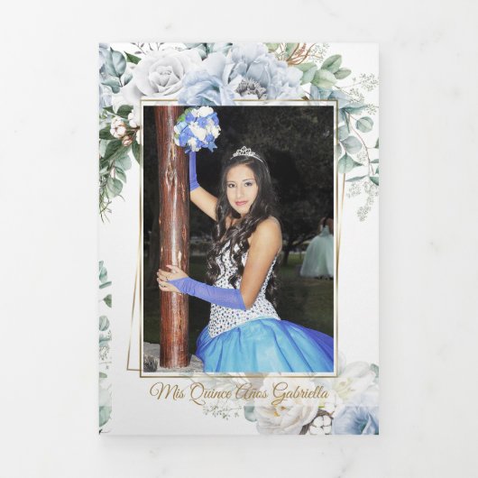 2フォトブルーピーニーミスカインスアニョストリフォールド 三つ折り招待状 (カバー)