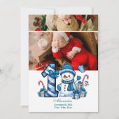 2フォトブルー雪だるま初めてのクリスマス シーズンカード (正面)