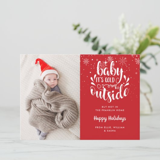 2フォトベビーザコールド屋外ホリデー誕生 案内状 (スタンド正面)