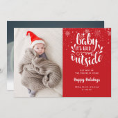 2フォトベビーザコールド屋外ホリデー誕生 案内状 (正面/裏面)