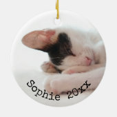 2フォトペットネーム&イヤーシンプルブラックタイポグラフィ セラミックオーナメント (裏面)