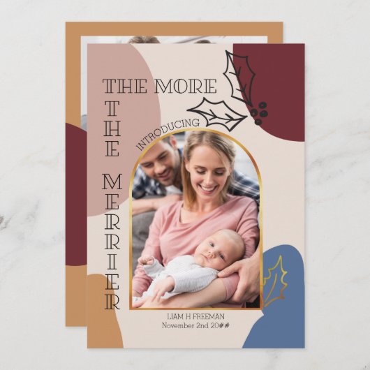 2フォトホリメリーーとシェイプの詳細誕生 案内状 (正面/裏面)