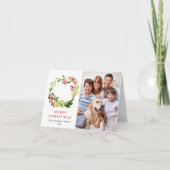 2フォトホリーベリーリースクリスマスグリーティング シーズンカード (正面)