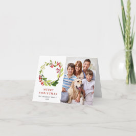 2フォトホリーベリーリースクリスマスグリーティング シーズンカード