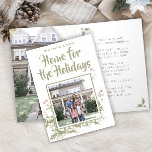 2フォトホームウォーターカラーホリーモダンムービング シーズンカード