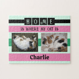 2フォトホームcatまたはdog add name black ジグソーパズル