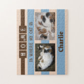 2フォトホームcatまたはdog add name brown ジグソーパズル (縦)