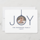 2フォトミニマモダンリストのネイビーブルーホワイトジョイ シーズンカード (正面)
