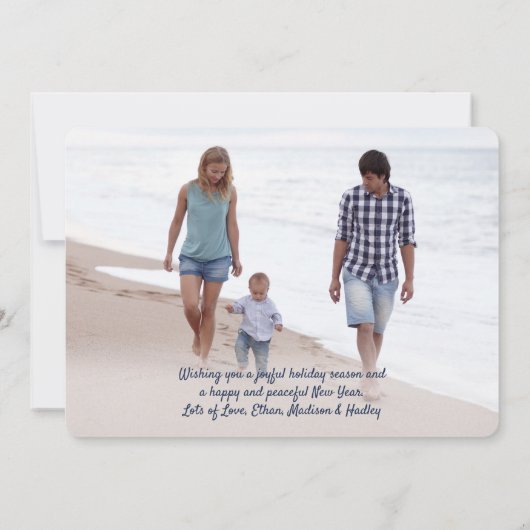 2フォトミニマモダンリストジョイ海軍ブルー銅 シーズンカード (裏面)