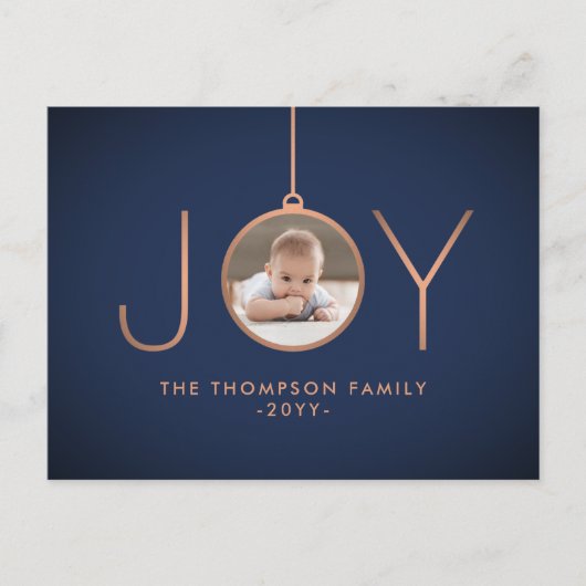 2フォトミニマモダンリストジョイ海軍ブルー銅 シーズンポストカード (正面)