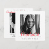 2フォトミニマモダンリストスクエア卒業 招待状 (正面/裏面)