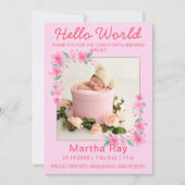 2フォトミニマリストハローワールド生まれたばかりの誕生 サンキューカード (正面)