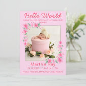 2フォトミニマリストハローワールド生まれたばかりの誕生 サンキューカード (スタンド正面)