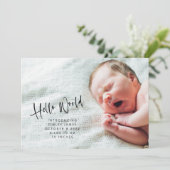2フォトミニマリストハローワールド生まれたばかりの誕生 案内状 (スタンド正面)