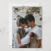 2フォトミニマリストハローワールド生まれたばかりの誕生 案内状 (裏面)