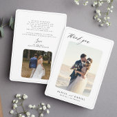 2フォトミニマルエレガントタイポグラフィ結婚ズ サンキューカード