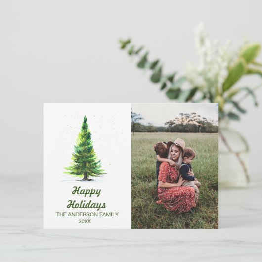 2フォトミニマルエレガントリストクリスマスツリーの挨拶 シーズンカード (スタンド正面)